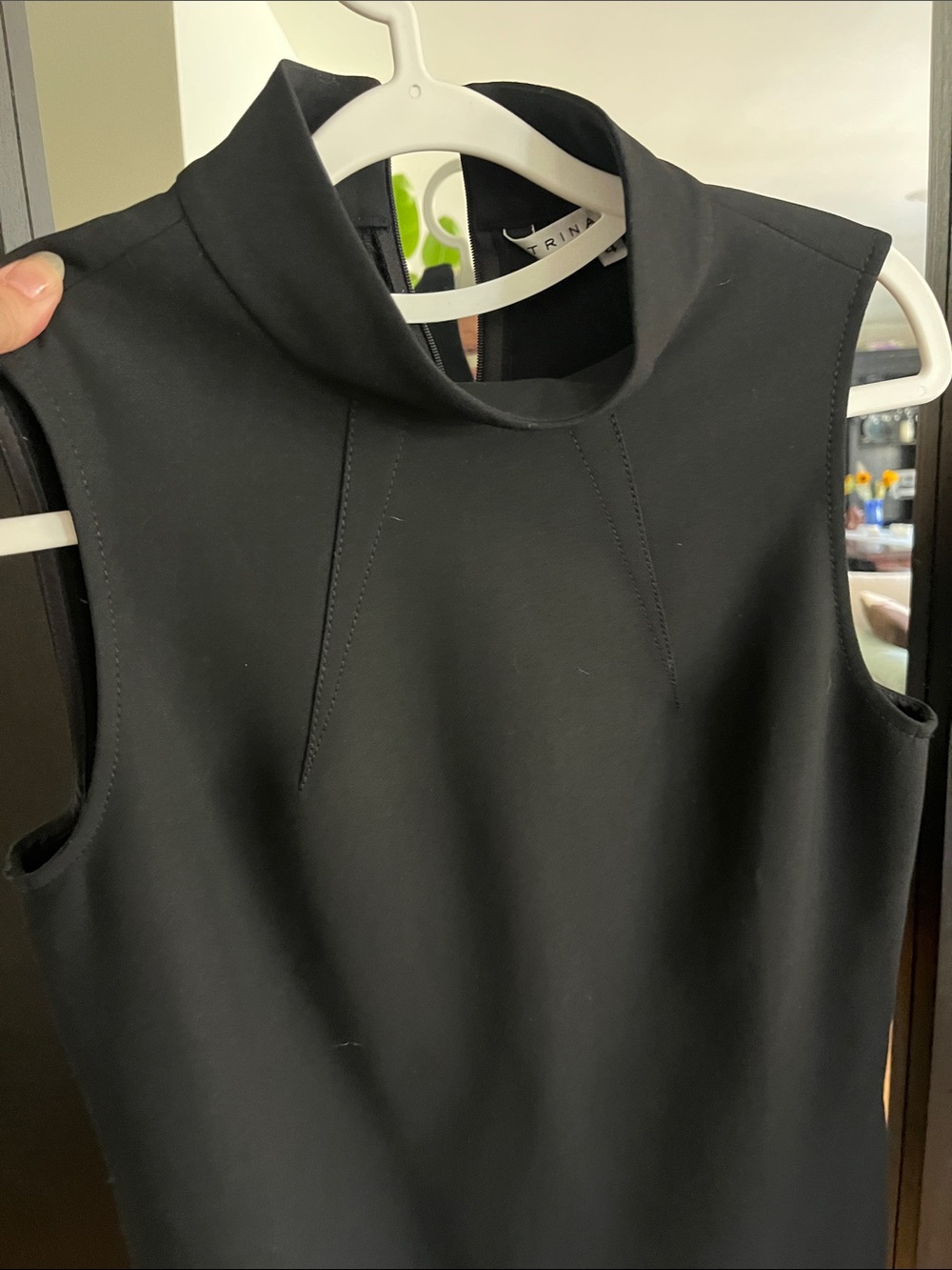 Trina Turk Black Sleeveless Mock Neck Top